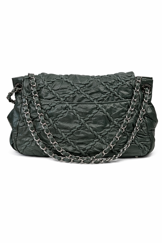 CHANEL GREEN ULTRA STITCH LEATHER HANDBAG