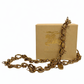 Burberry Gold Barb Wire Chain Necklace with Check Pattern Detail