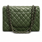 chanel dark green quilted caviar leather jumbo bag