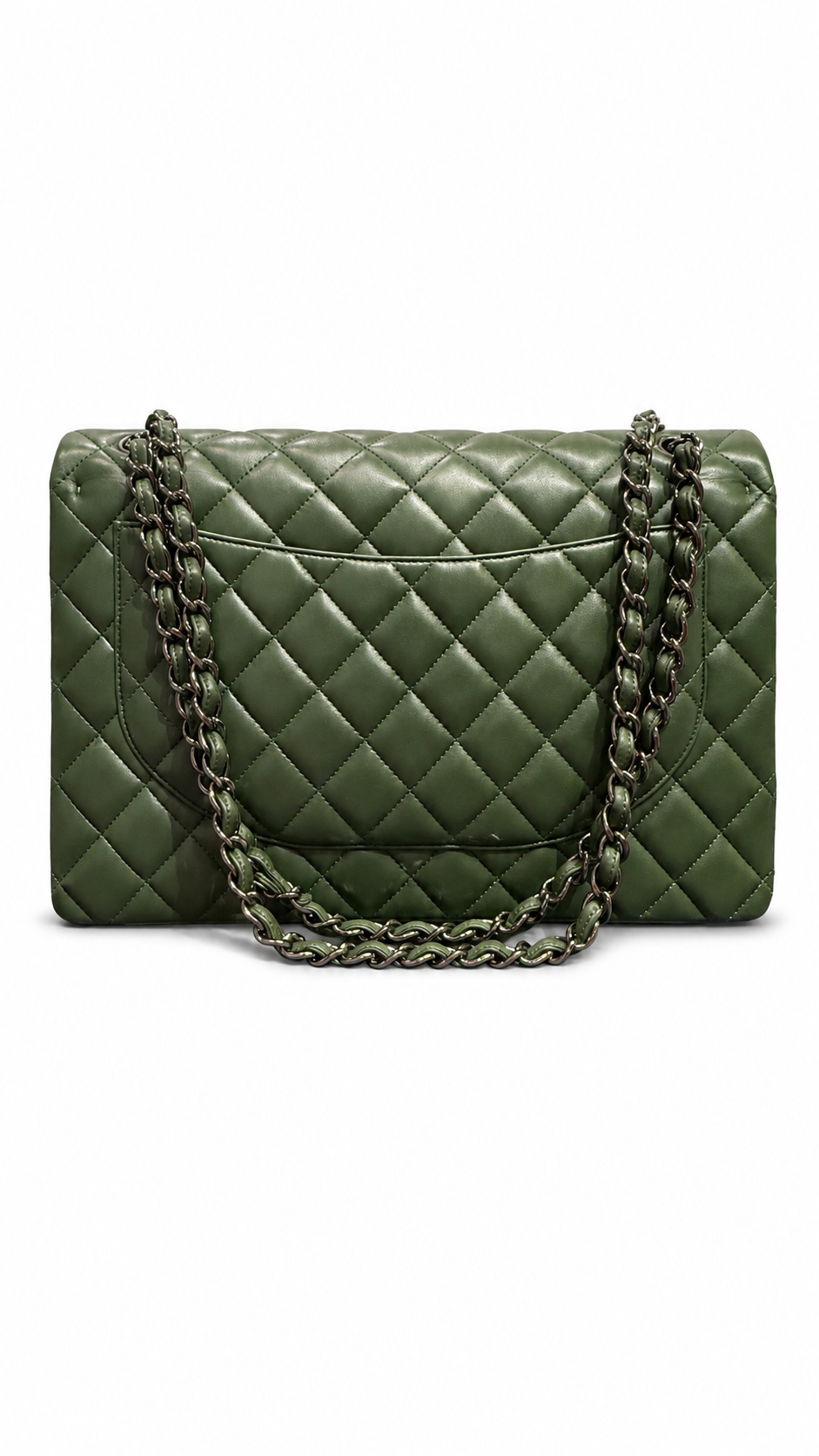 chanel dark green quilted caviar leather jumbo bag