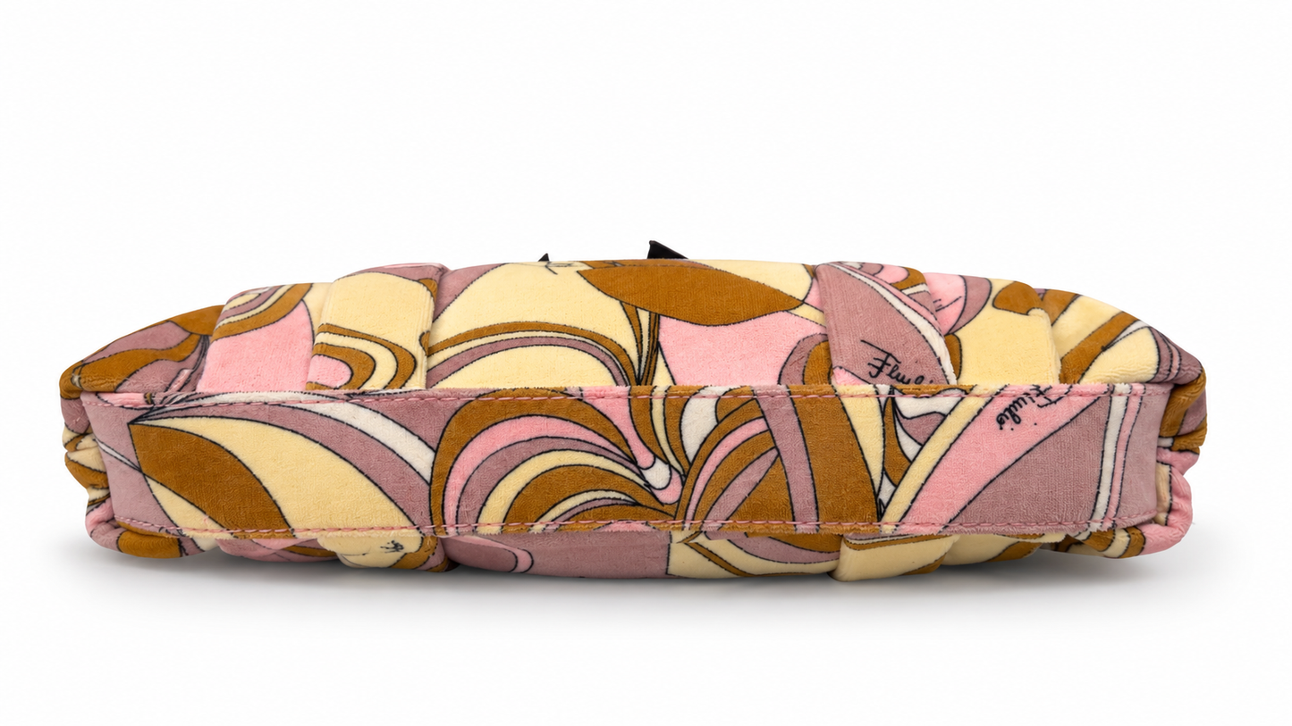 EMILIO PUCCI MULTICOLOUR PRINTED VELVET CLUTCH WITH BOW