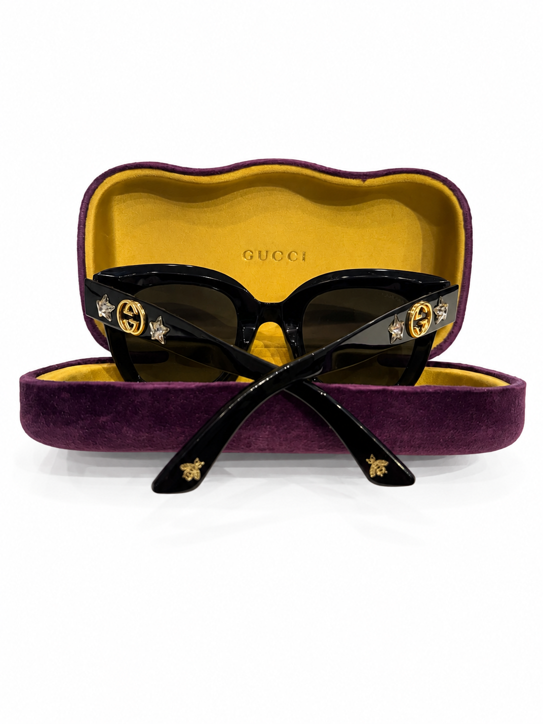GUCCI ACETATE CRYSTAL STAR FRAME SUNGLASSES