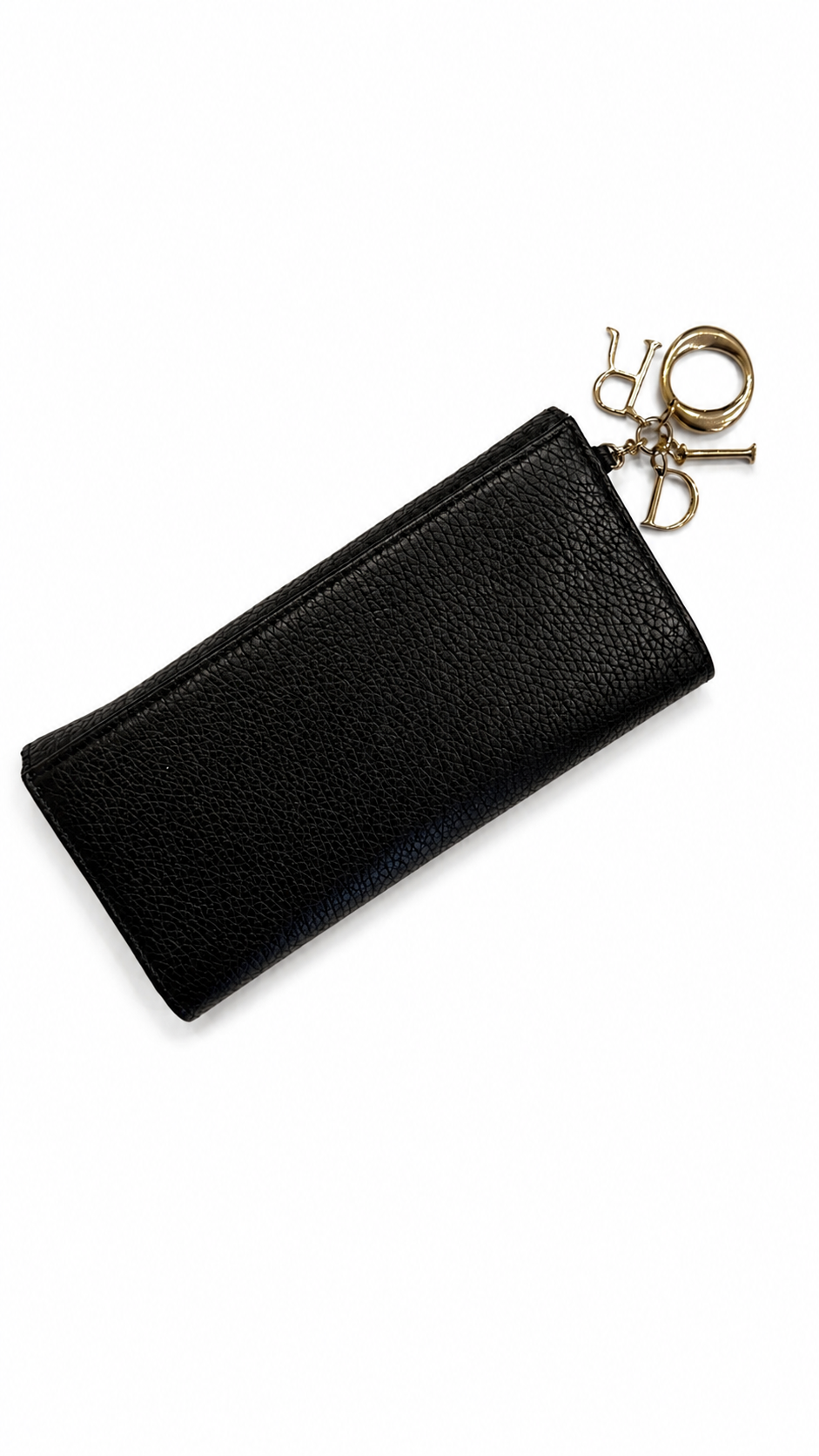 Christian Dior Black Leather Wallet with charm