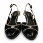 chanel coco black slingback pumps with white trim - size 40