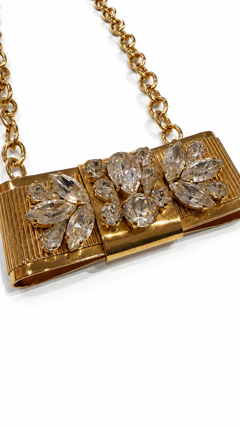 DOLCE AND GABANNA GOLD CRYSTAL BOW NECKLACE