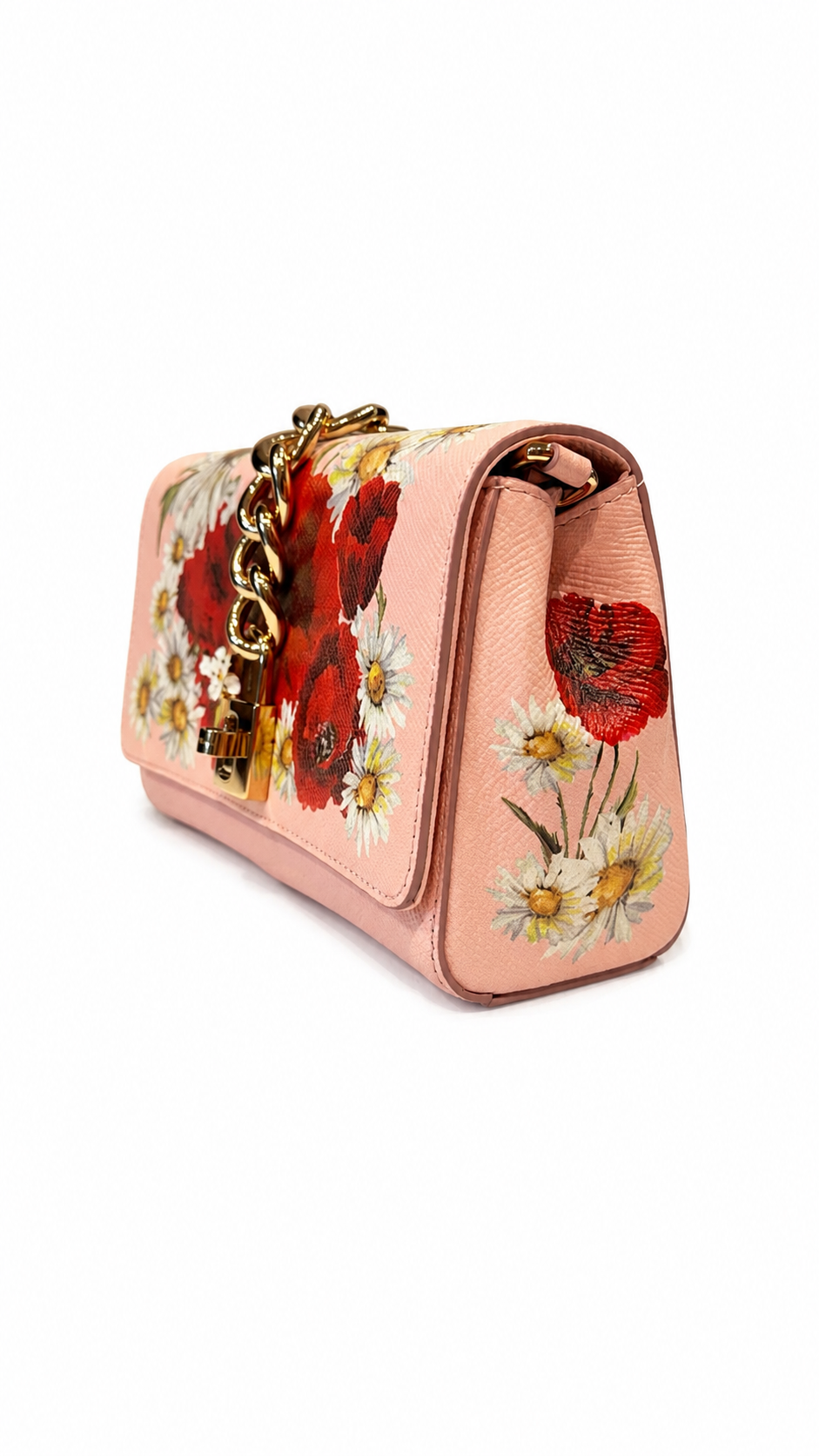 dolce and gabbana pink peony print box clutch