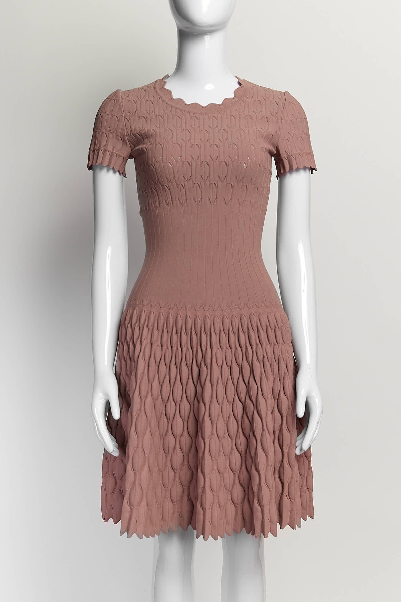 ALAÏA Pink Kint Mini Dress 38