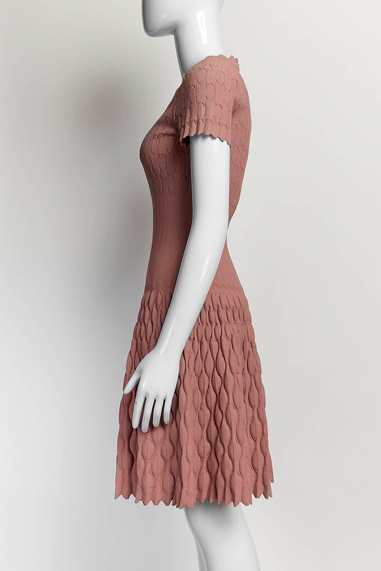ALAÏA Pink Kint Mini Dress 38