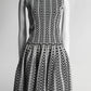 ALAIA White/Black PYTHON-JACQUARD KNIT Set Top/Skirt 38