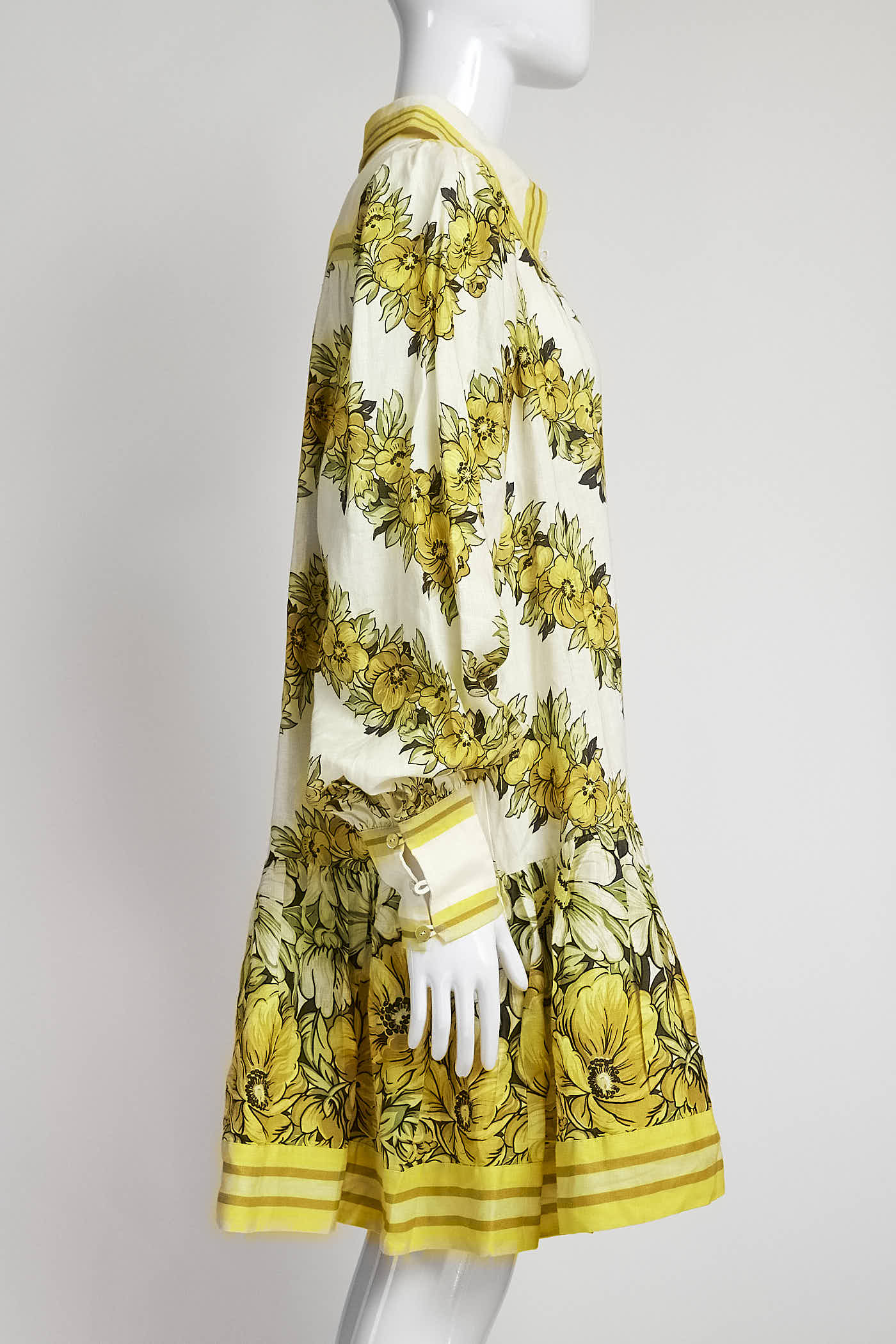 ALÉMAIS Gisela Yellow/White Linen Mini Dress 10