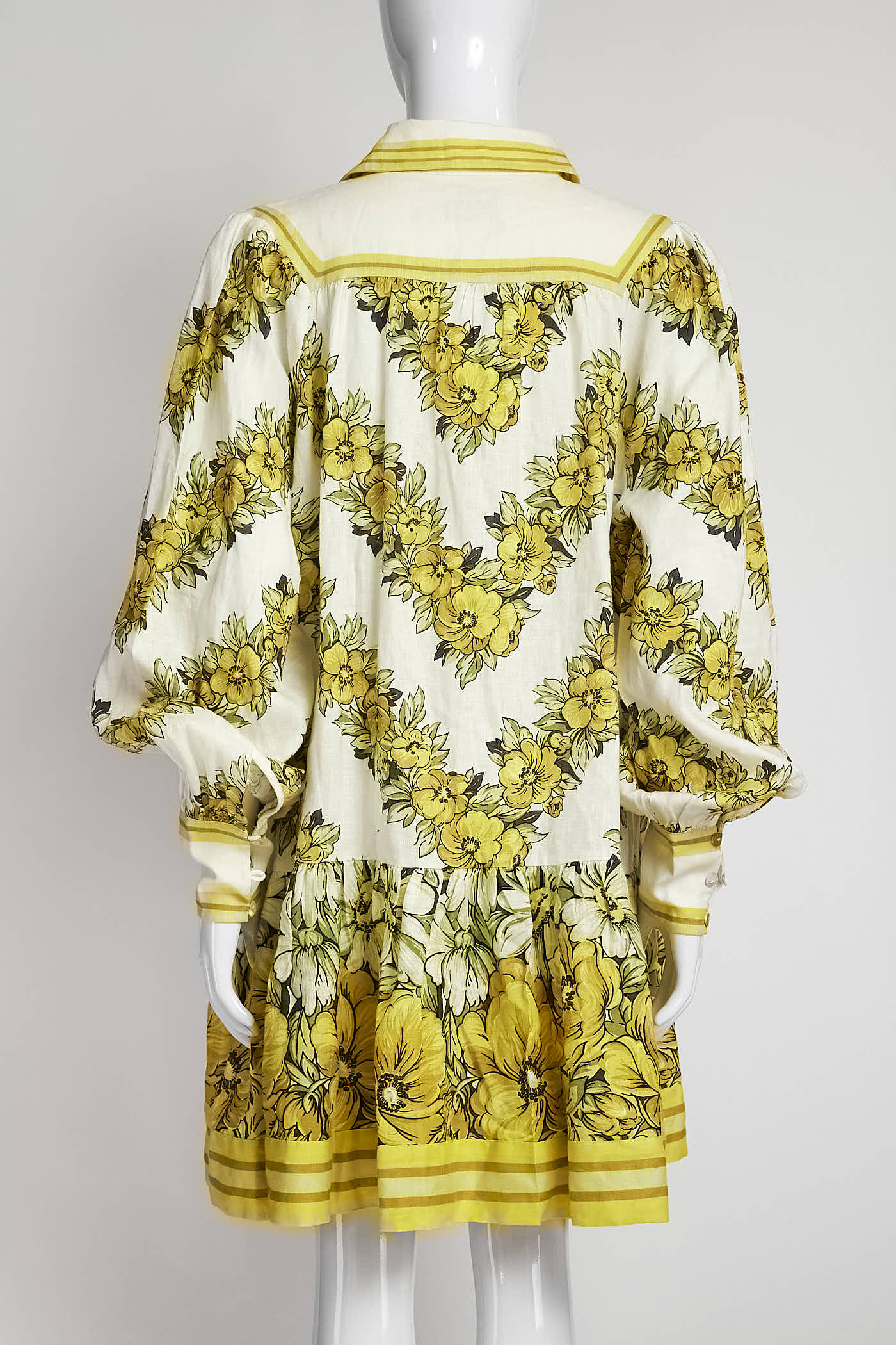 ALÉMAIS Gisela Yellow/White Linen Mini Dress 10