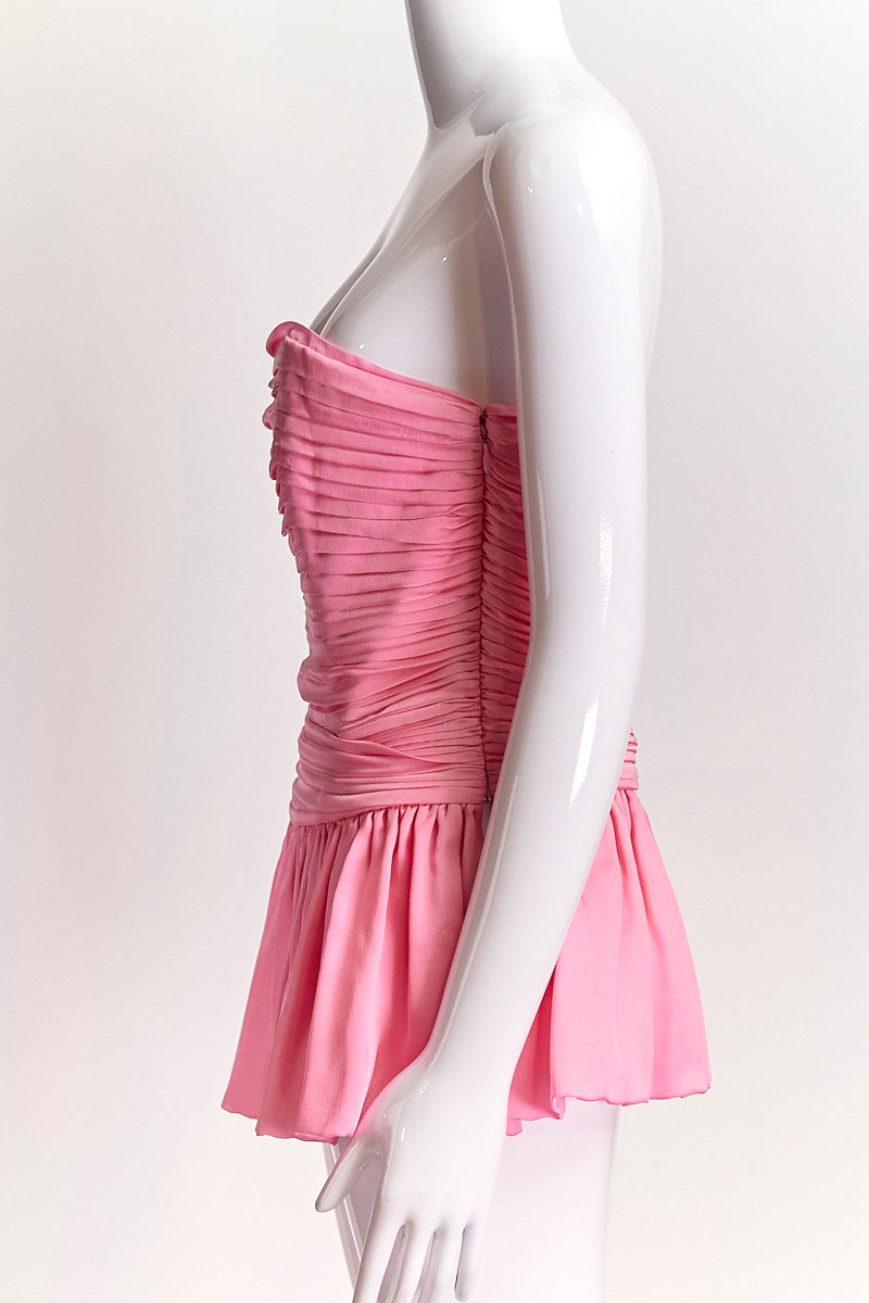 Alexandre Vauthier Pink Silk Strapless Draped Top IT42