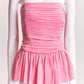 Alexandre Vauthier Pink Silk Strapless Draped Top IT42