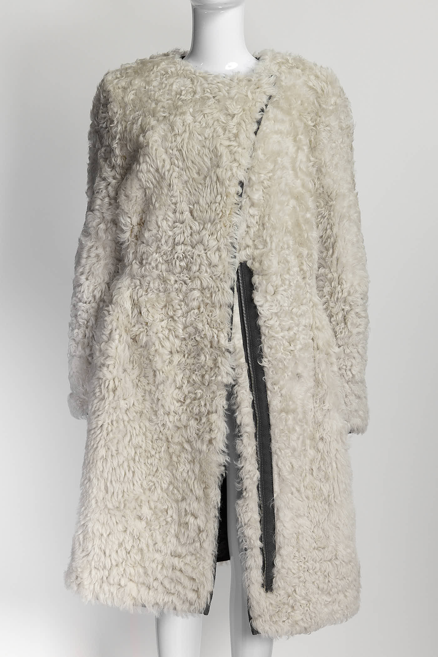 ALTUZARRA Grey Reversible Coat with Shearing 38