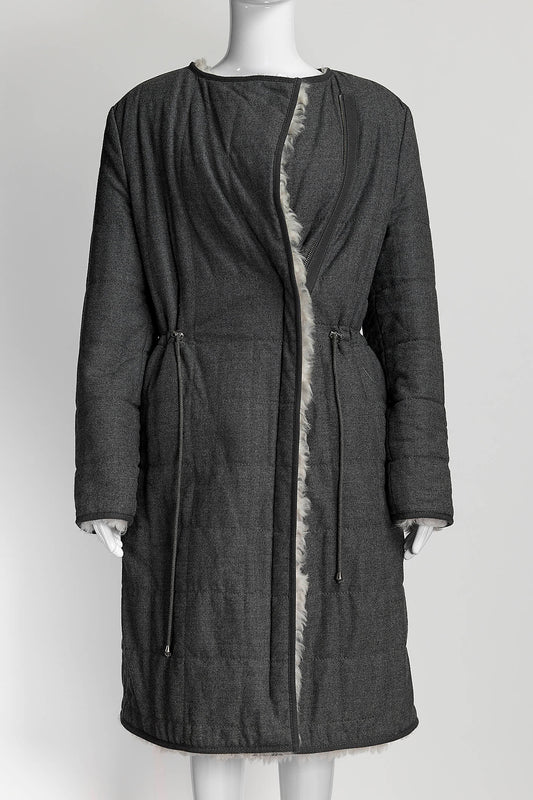 ALTUZARRA Grey Reversible Coat with Shearing 38