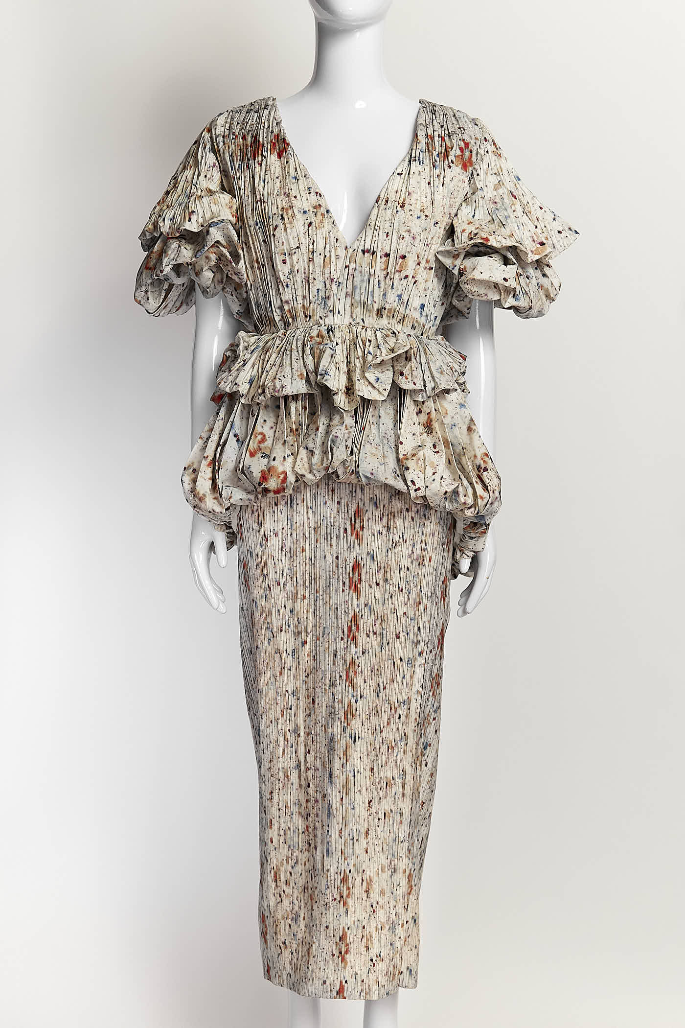 ALTUZARRA Papyrus Pleated Flower Bundle-Print Dress 38
