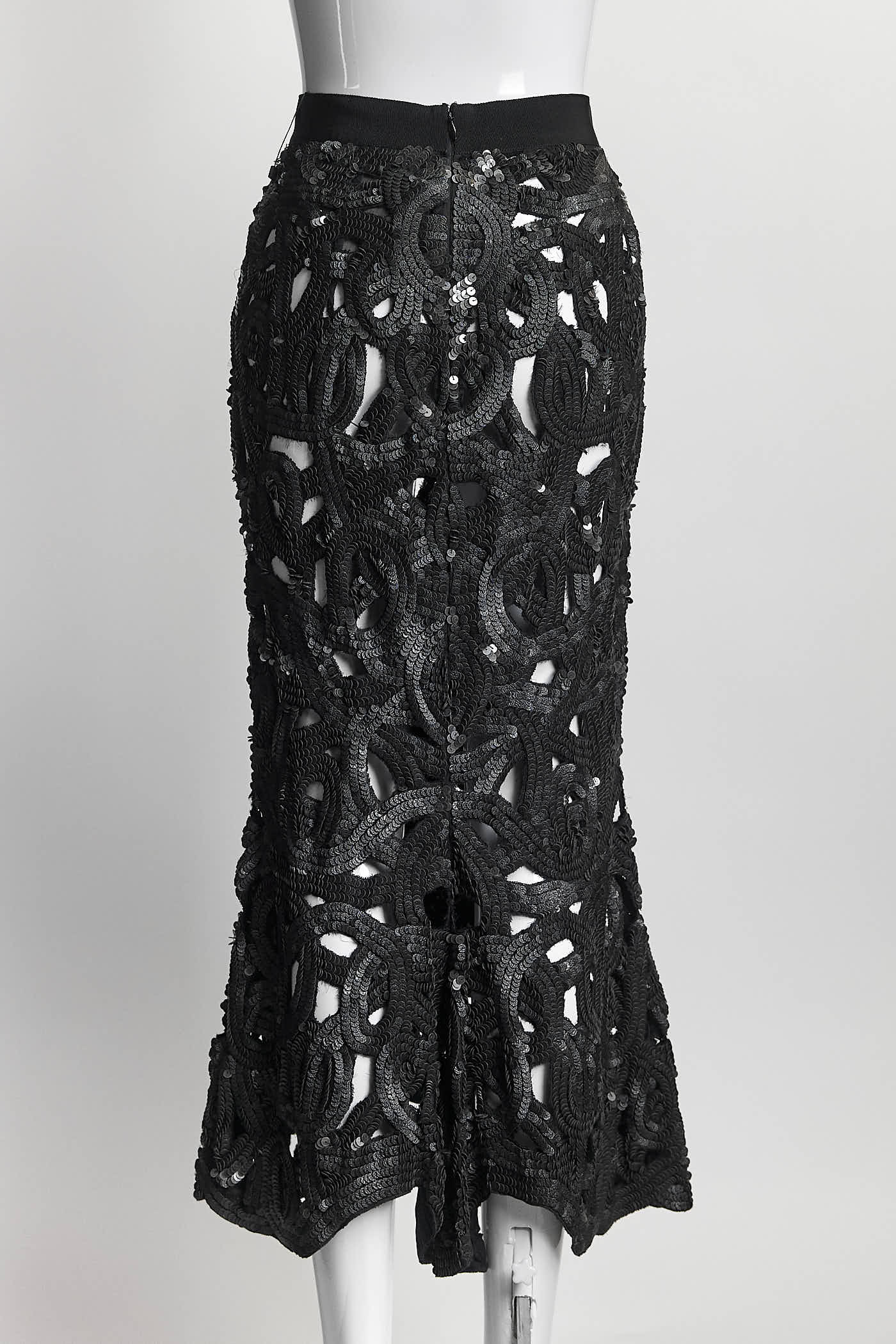 AMEN Black Leather Pail Coulotte Skirt 42