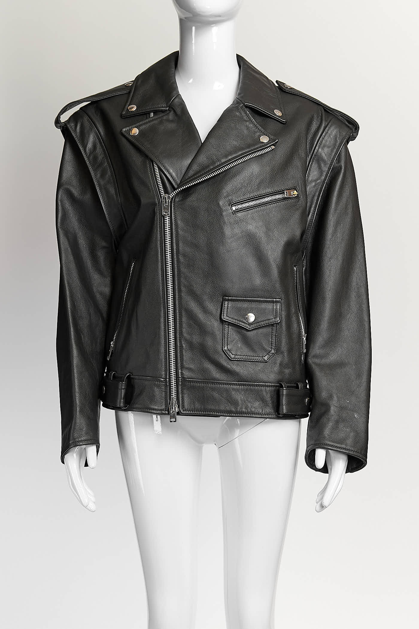 ARMARIUM Off-Centre Zip Leather Jacket 40