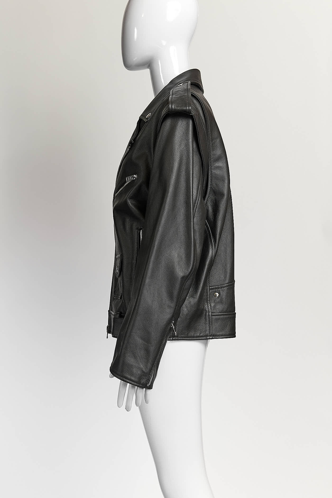 ARMARIUM Off-Centre Zip Leather Jacket 40