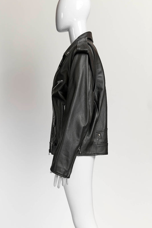 ARMARIUM Off-Centre Zip Leather Jacket 40