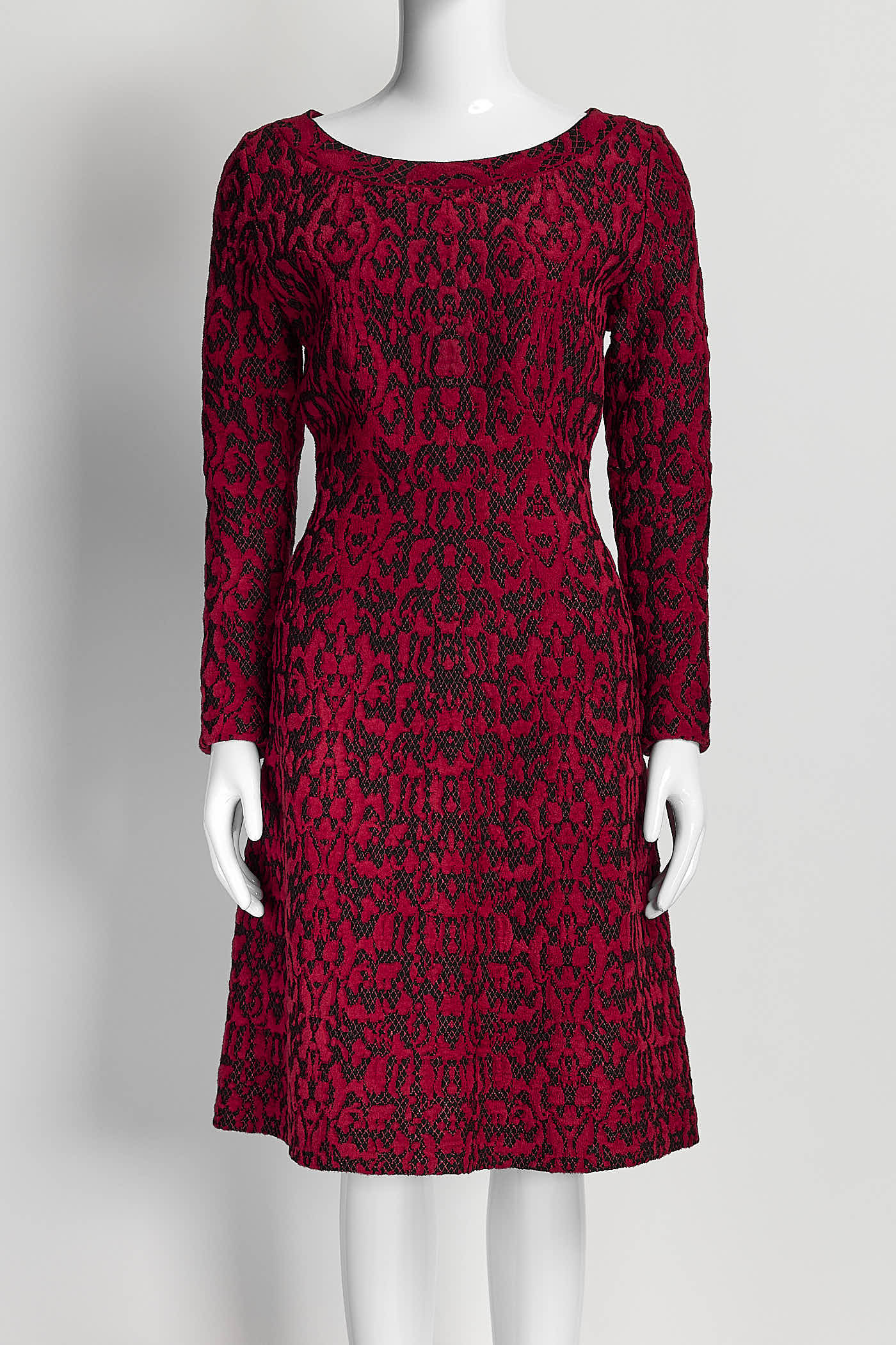 Alaïa Black/Red Kint Patterned Dress 44