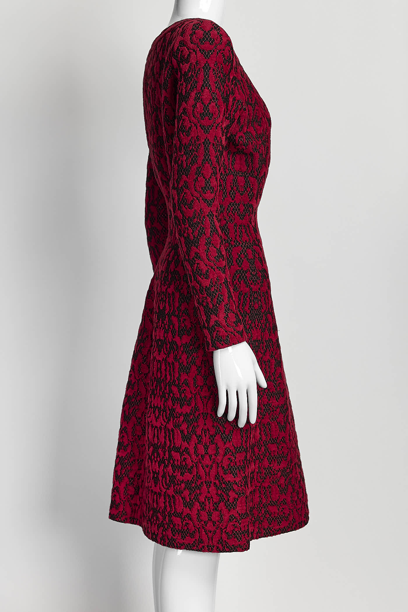 Alaïa Black/Red Kint Patterned Dress 44