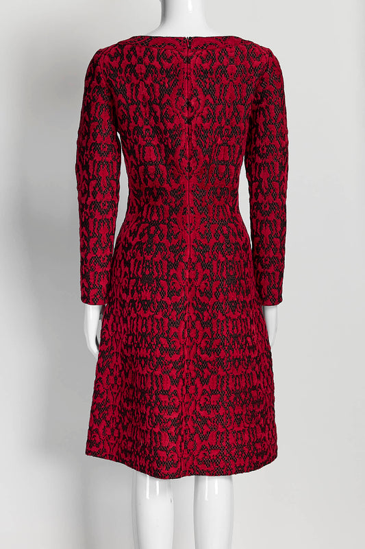 Alaïa Black/Red Kint Patterned Dress 44