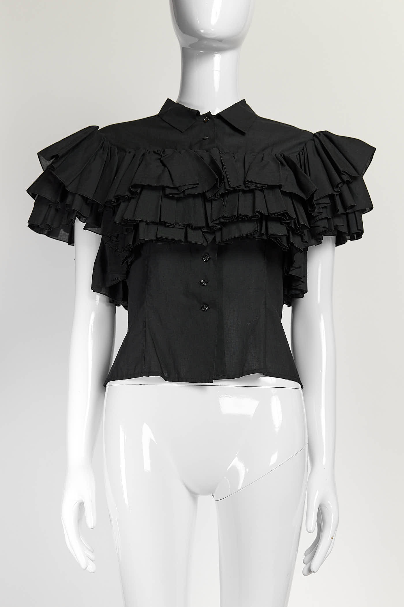Alaïa Black Ruffled Top FR40