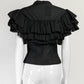 Alaïa Black Ruffled Top FR40