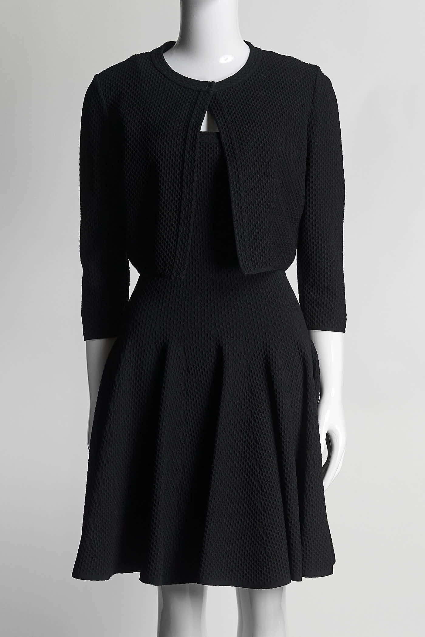Alaia Black Scoop Neck Midi Dress with Cardigan 40