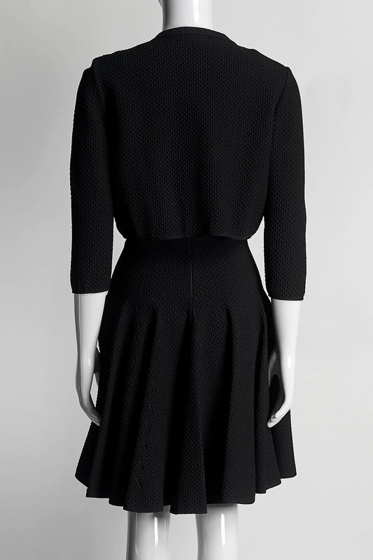Alaia Black Scoop Neck Midi Dress with Cardigan 40