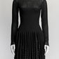 Alaia Black Wool Knee Long Dress 38