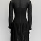 Alaia Black Wool Knee Long Dress 38