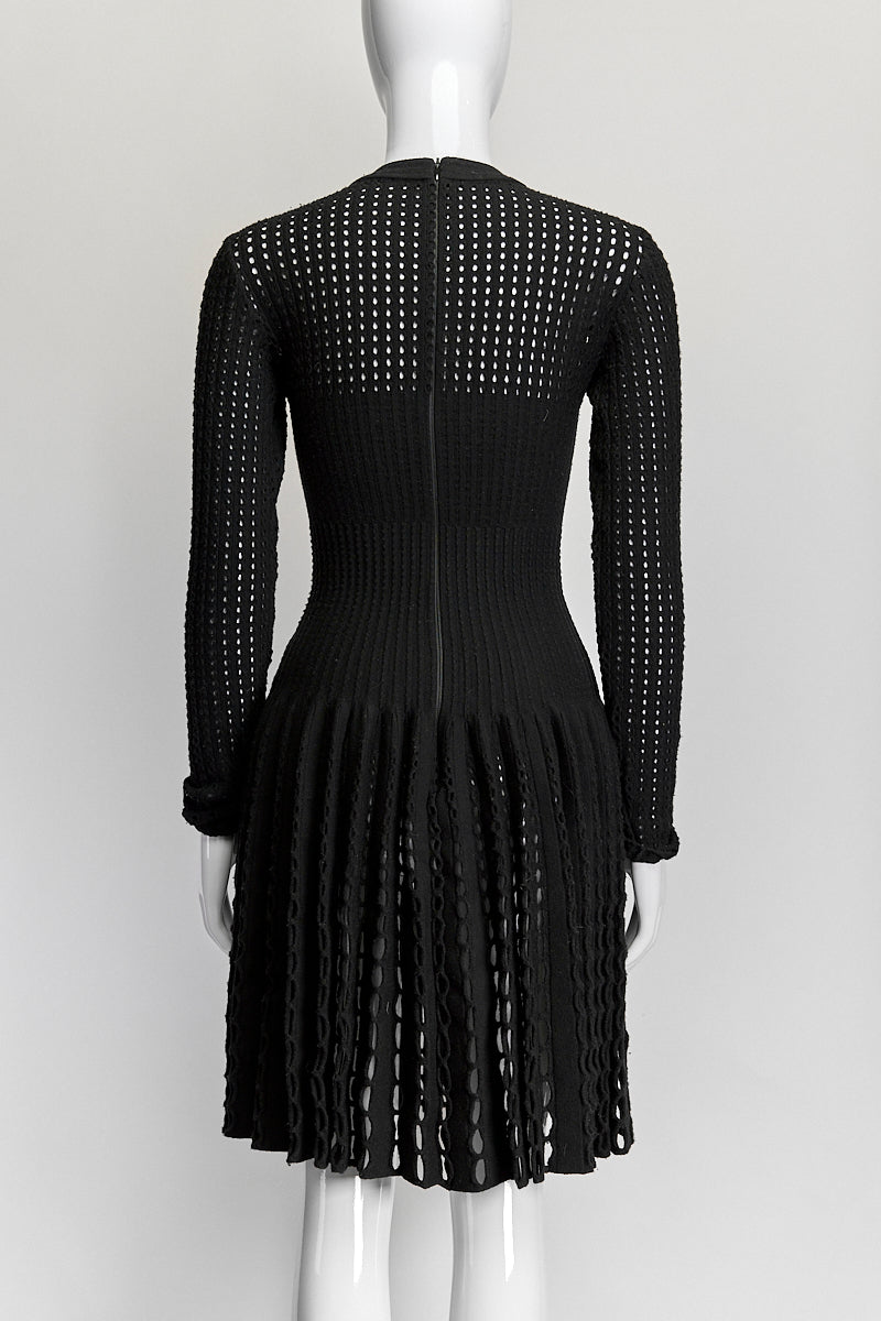 Alaia Black Wool Knee Long Dress 38