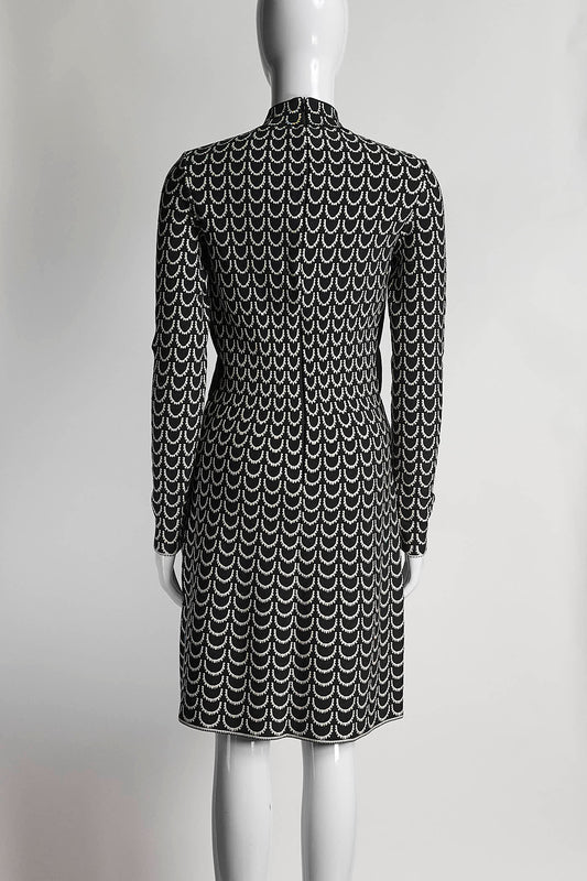 Alaia Black & White Knit Patterned Dress 38