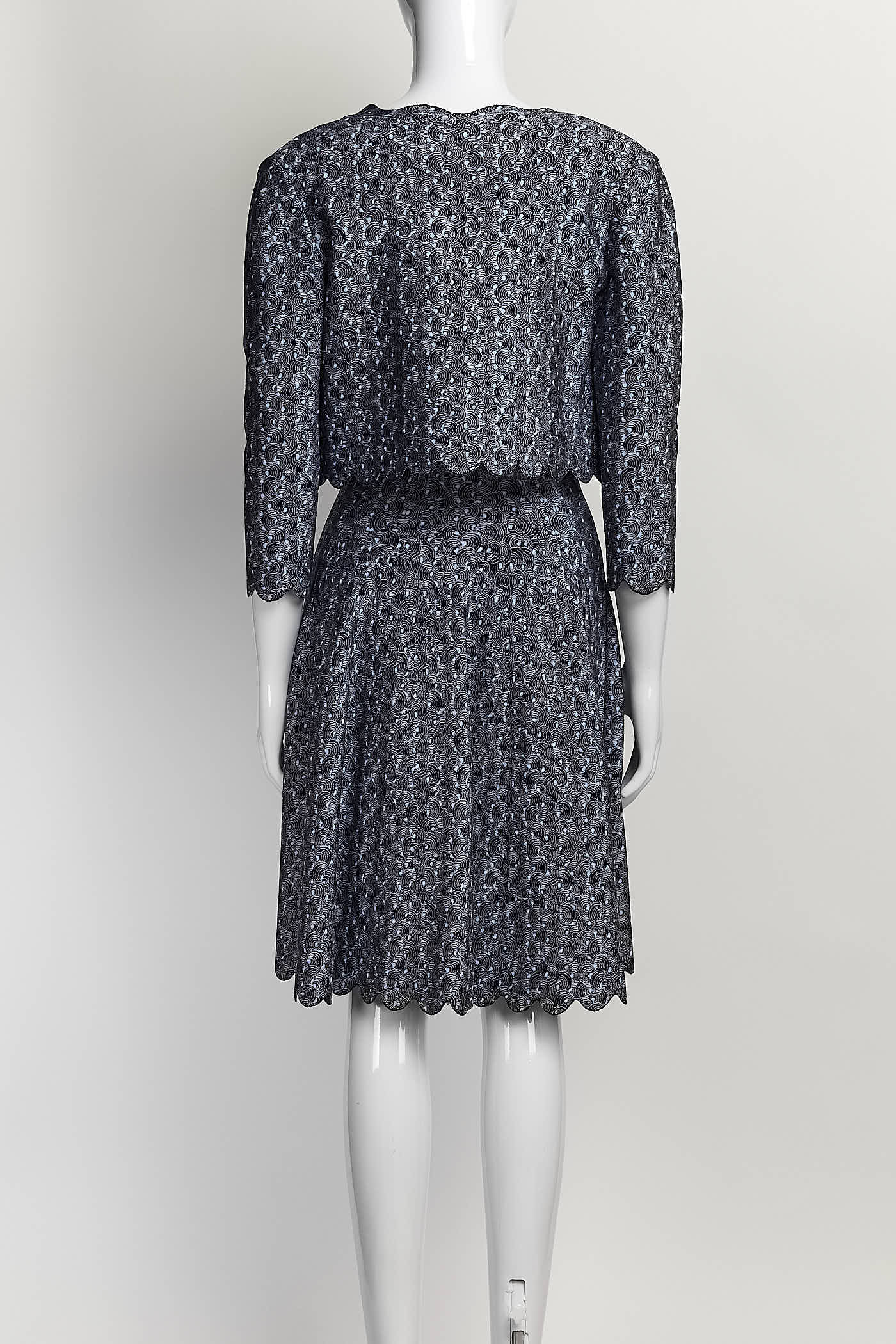 Alaia Blue Patterned Dress with Matching Crop Cardigan S