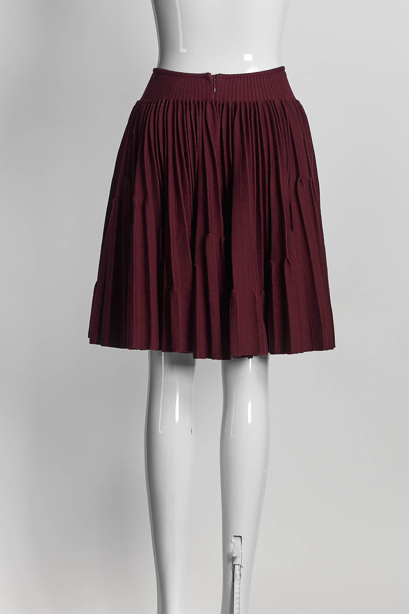 Alaia Burgundy Kint Pleated Skirt 36