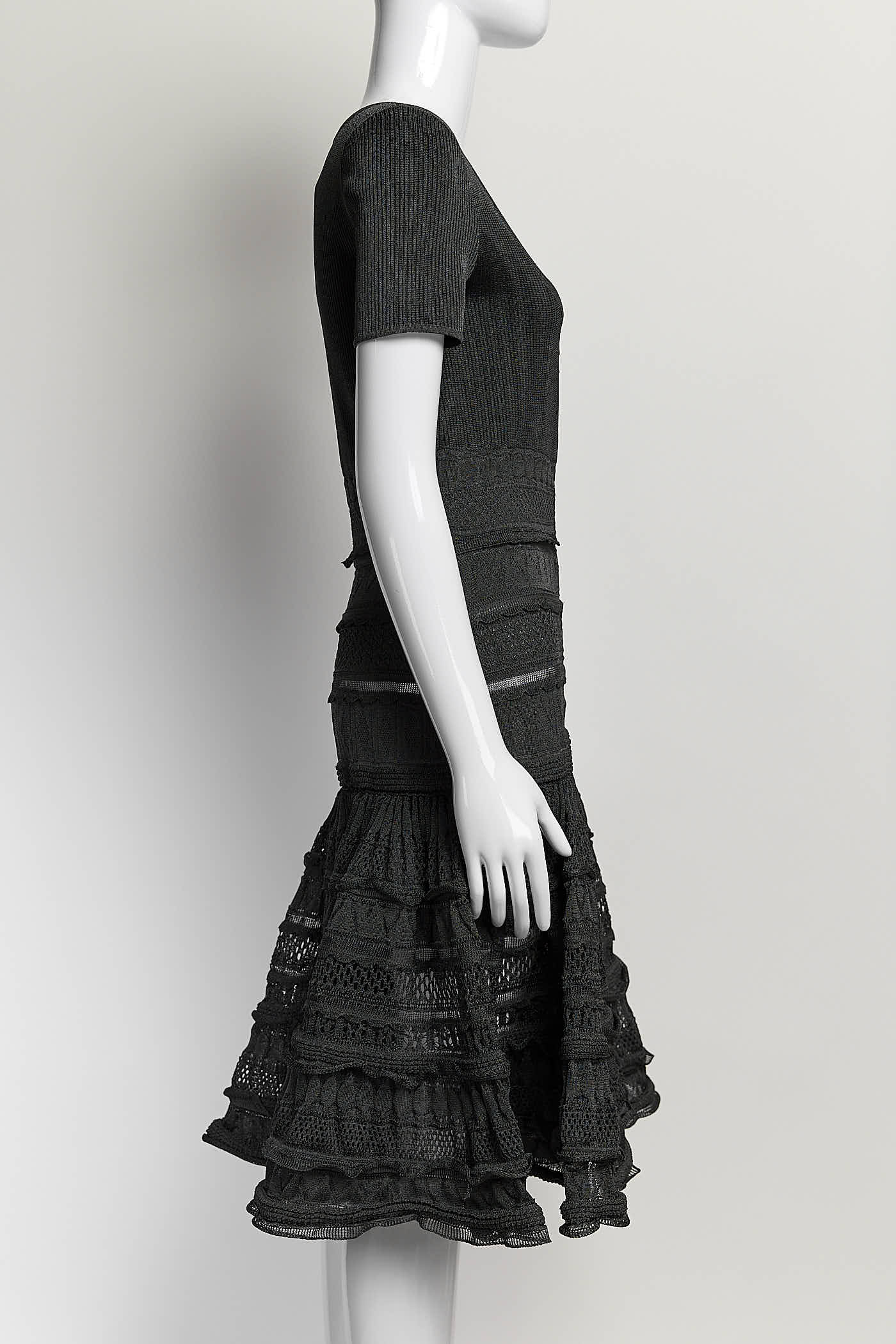 Alaia Dark Grey Ruffled Dress 38