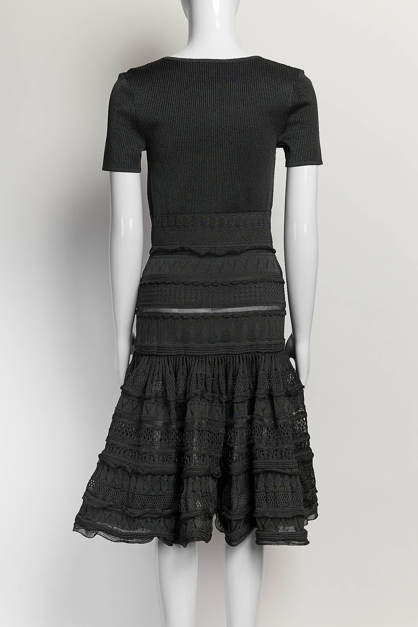 Alaia Dark Grey Ruffled Dress 38