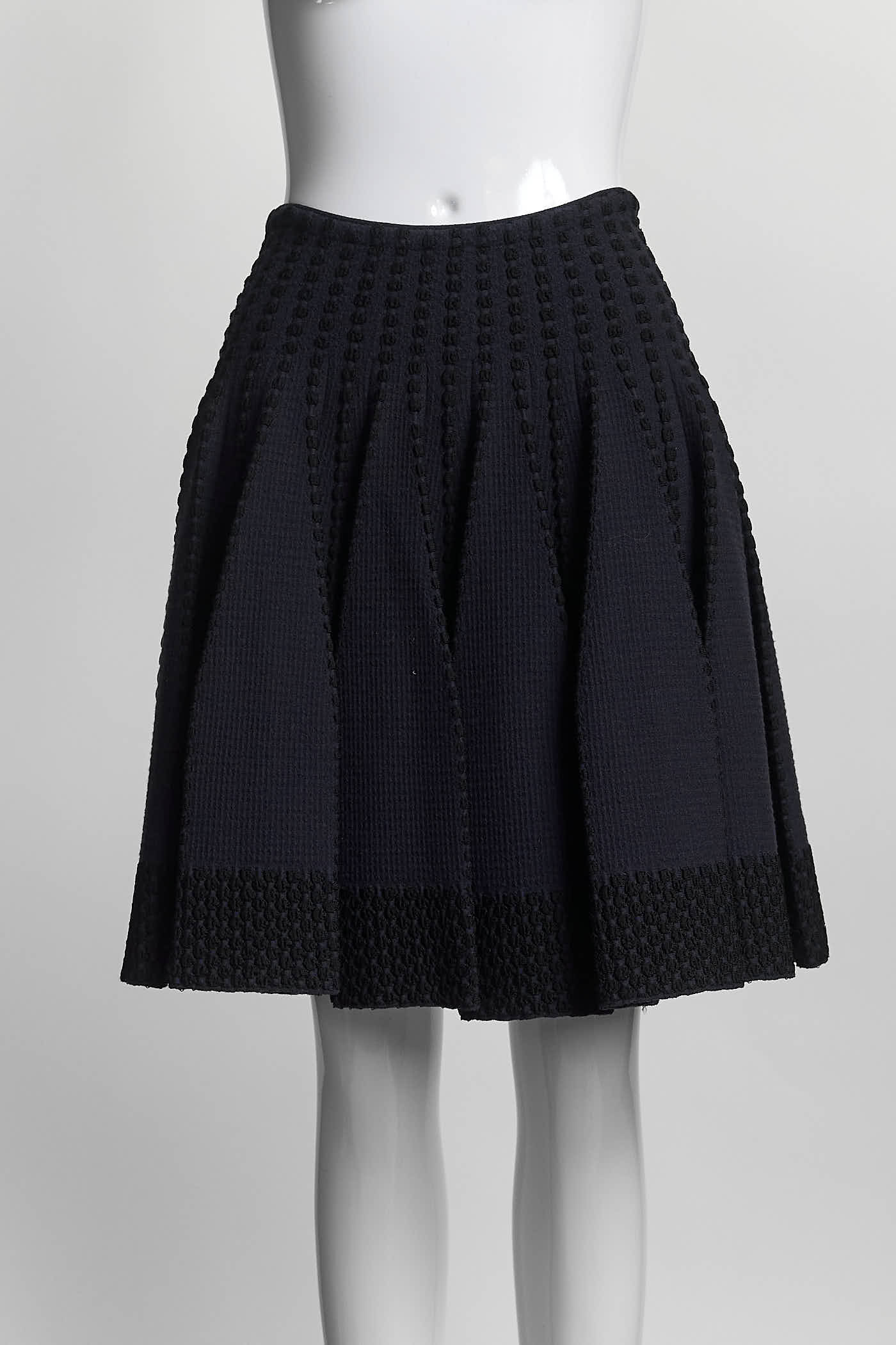 Alaïa Navy Ribbed Wool-Blend Mini Skirt