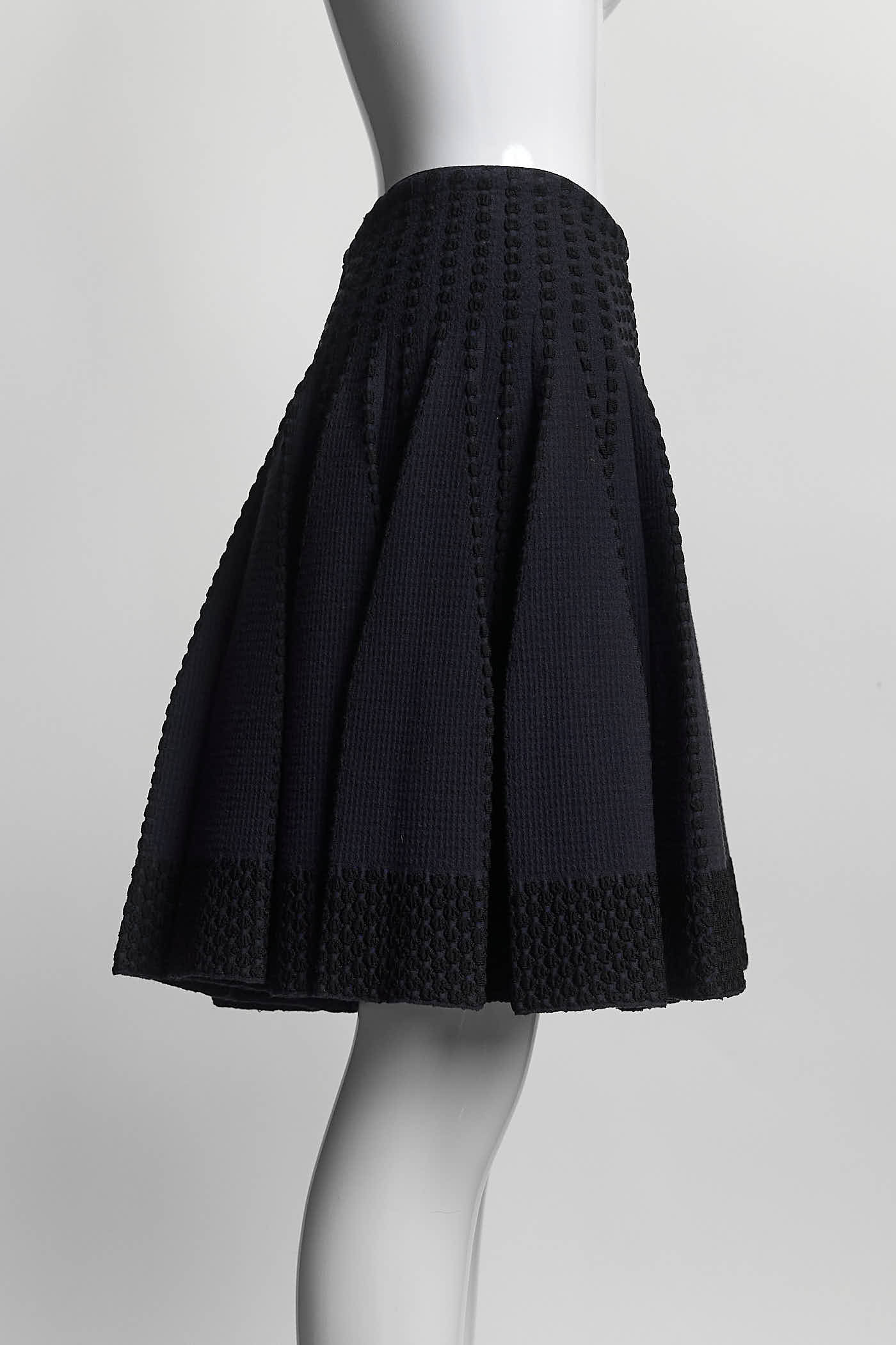 Alaïa Navy Ribbed Wool-Blend Mini Skirt