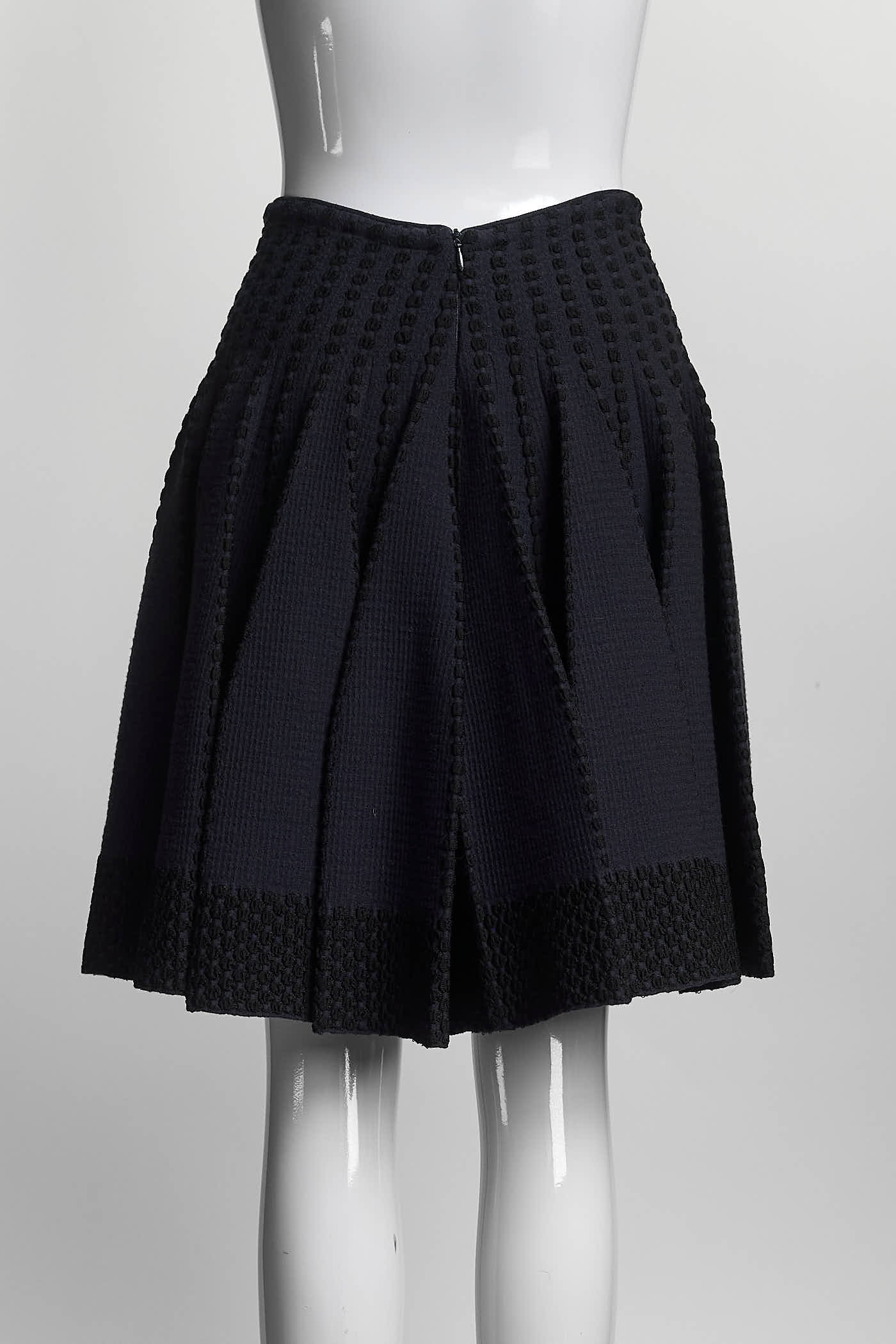 Alaïa Navy Ribbed Wool-Blend Mini Skirt