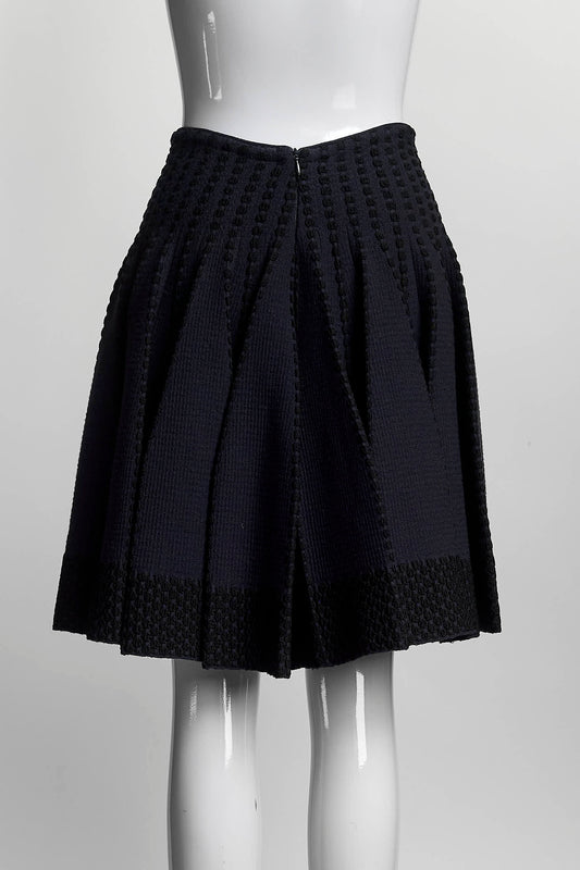 Alaïa Navy Ribbed Wool-Blend Mini Skirt