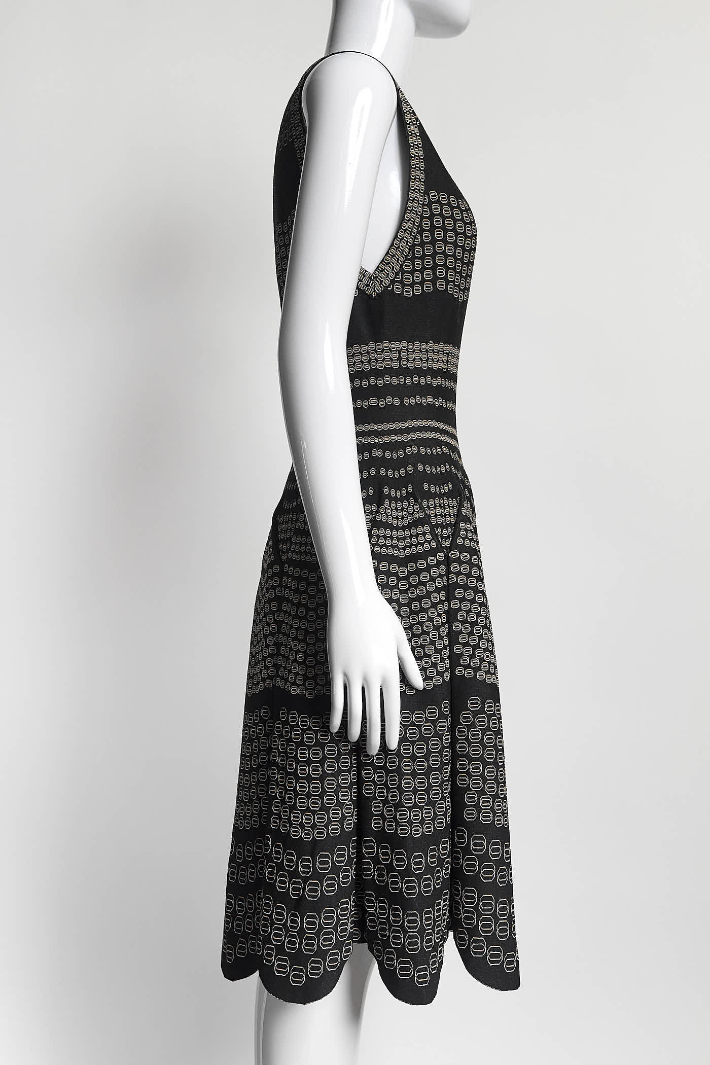 Alaïa Sleeveless Black Printed Knee-Length Dress 42