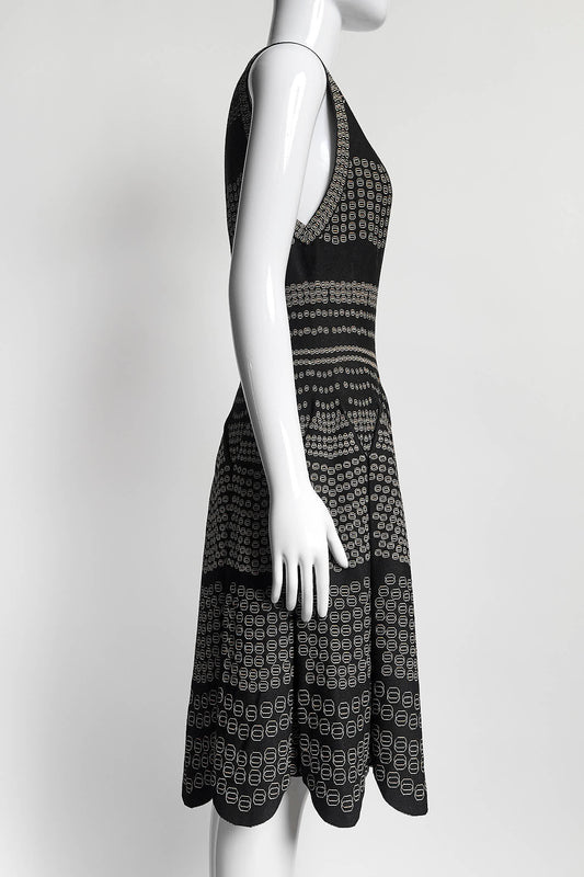 Alaïa Sleeveless Black Printed Knee-Length Dress 42