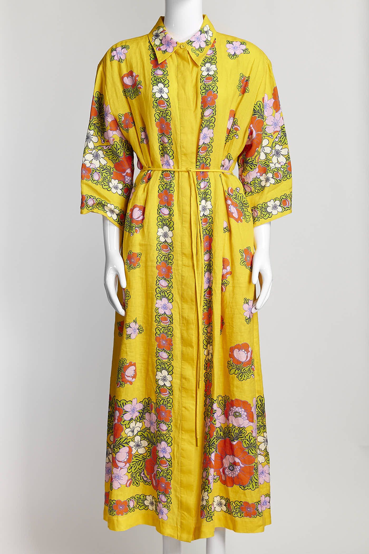 Alémais Belted Floral Linen Shirt Dress 10