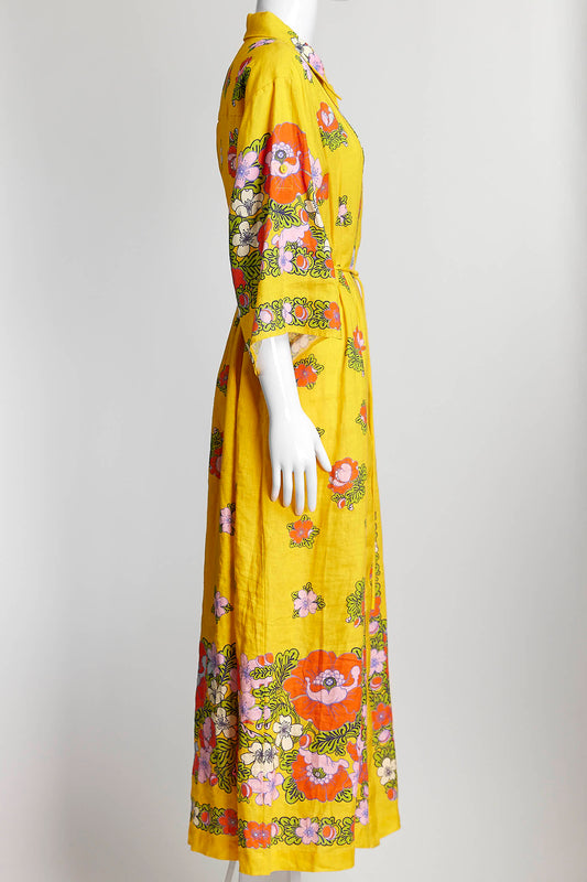 Alémais Belted Floral Linen Shirt Dress 10