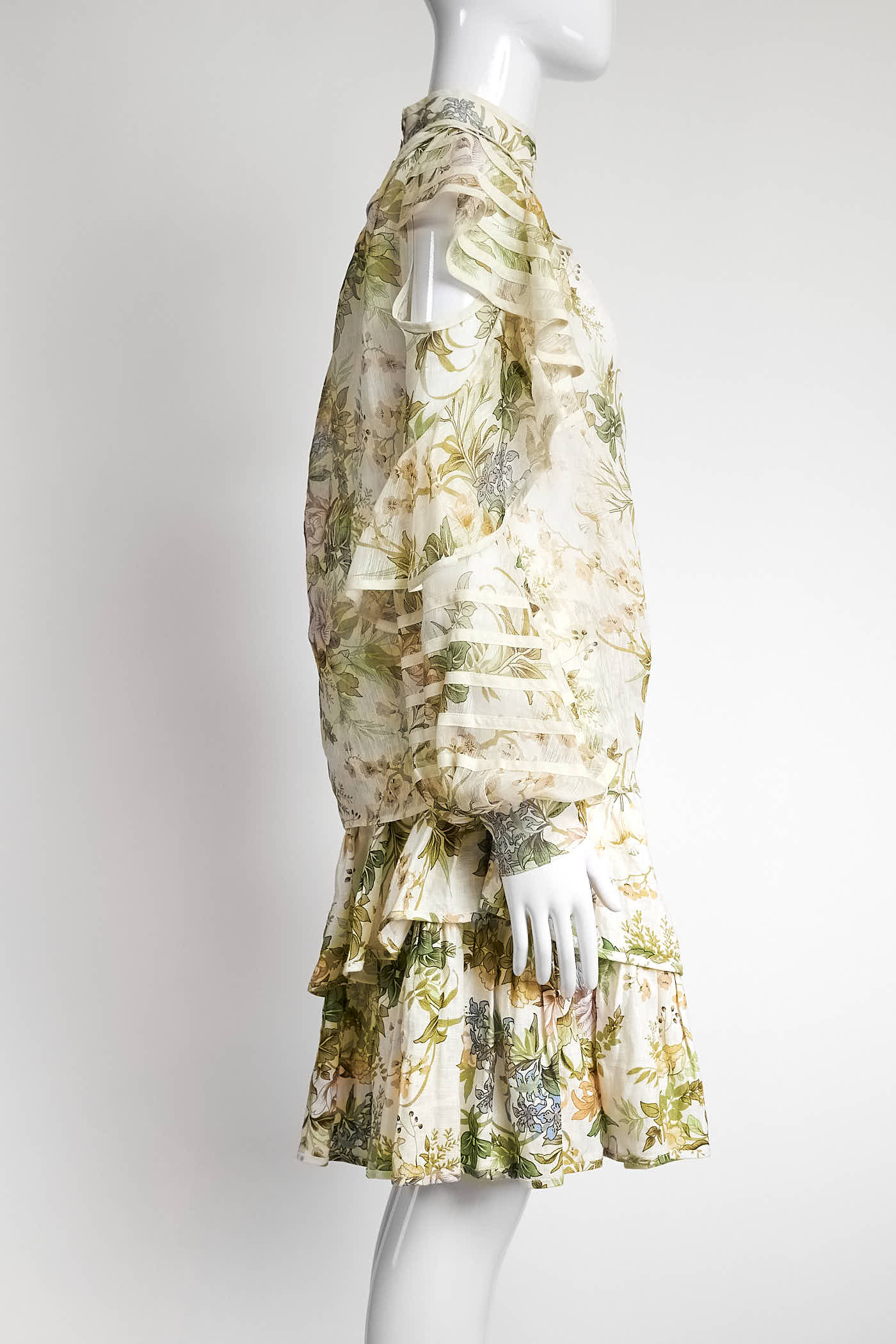 Alemais Eden Cream-Based Floral Print with Ruffled Blouse/Skirt Set 10