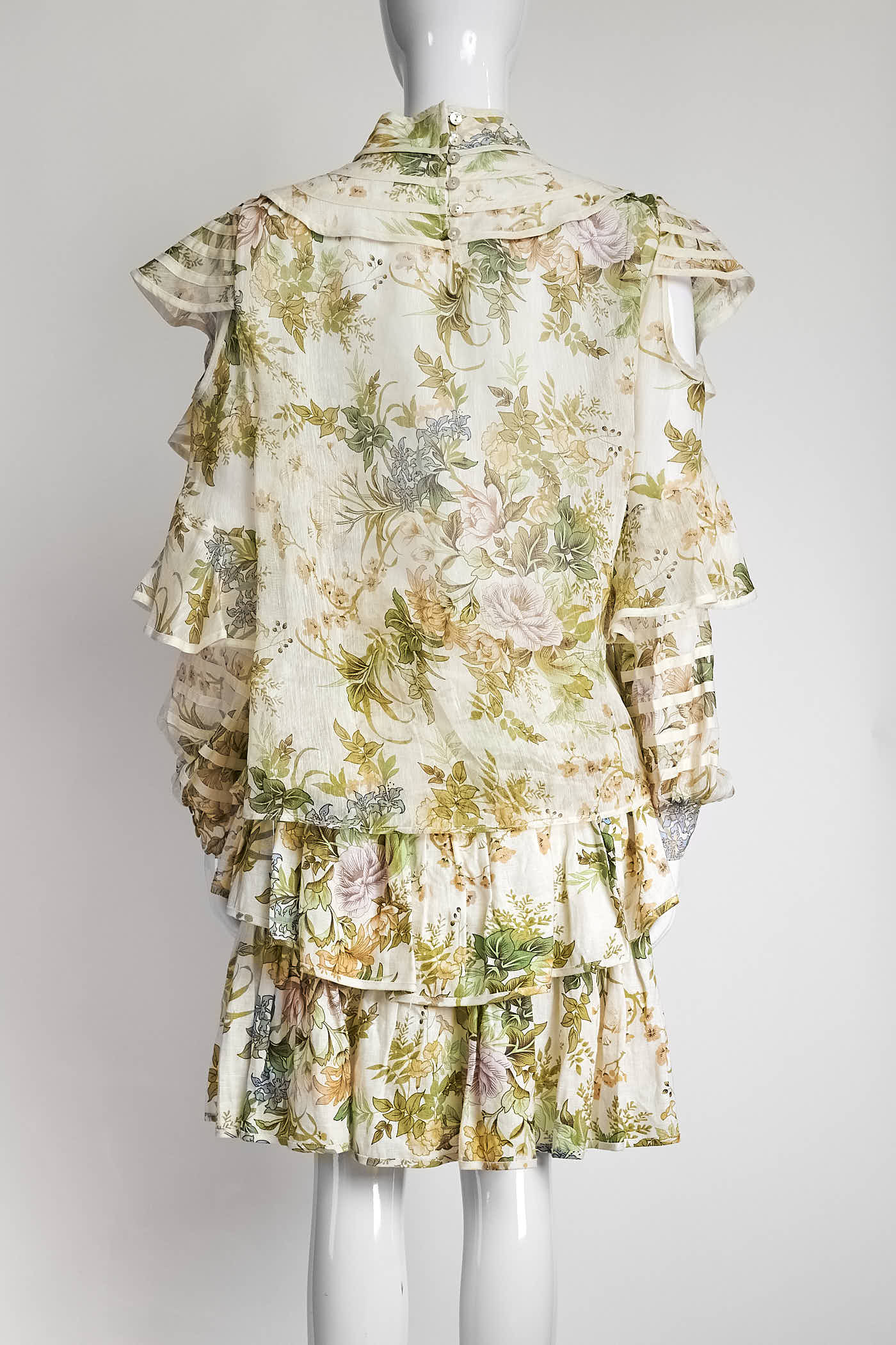 Alemais Eden Cream-Based Floral Print with Ruffled Blouse/Skirt Set 10