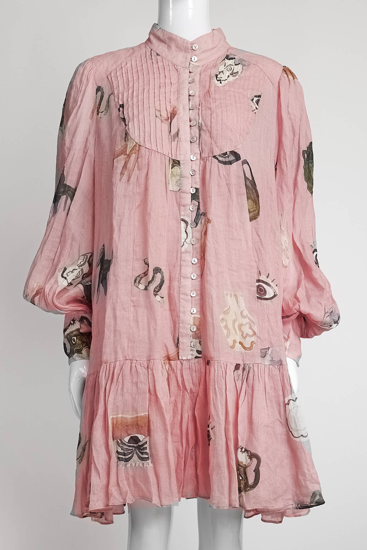 Alemais Pink Cleo Smock Mini Dress 12